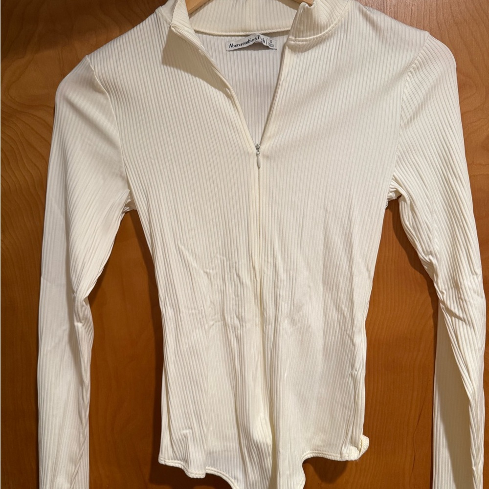 Abercrombie & Fitch Women's White Ribbed Bodysuit